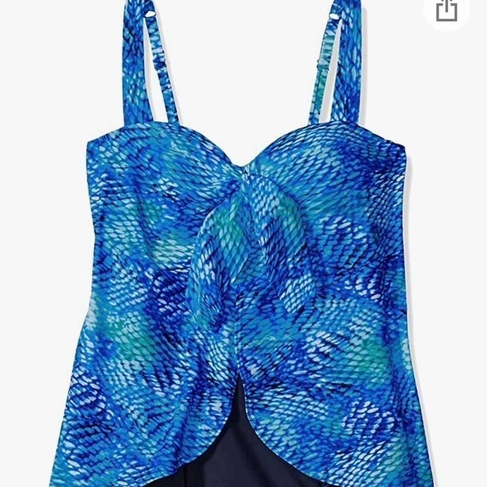 NWT‎ shape solver size 8 one piece swimsuit blue navy tummy control Reflections